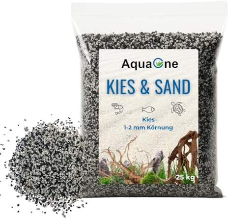 AquaOne Aquarium Kies Sand 25 kg I Bodengrund hell schwarz bunt fein mittel grob I Aquariumkies Premium Qualität I Quarzsand Aquariumkies Deko Aquascaping Körnung (zambesi 1-2mm)