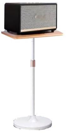 Massivholz, bodenstehend, Audio-Regal, Lautsprecherständer mit Ständer, CD-Schrank und Surround-Ständer, Medienschrank für Heimkinosystem, Weiß