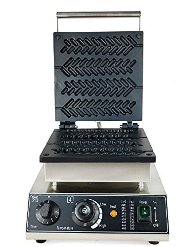 Wulimasun Gaufrier,Gauffrier Multifonctions 1750W Commercial Gaufre électrique Machine Anti Adhésif Gaufre Machine Professionnel Contrôle du Temps et la Température 50~300℃ (4 Forme du Blé)