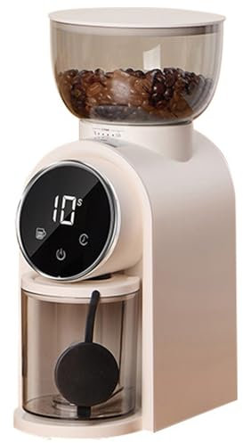 Moulin à café électrique, capacité de 250 g, Moulin à Grains de café électrique pour Un Usage Domestique, Moulin à Grains de café réglable à écran Tactile avec 25 réglages précis, pour Expresso White