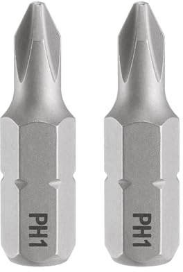 sourcing map 2pcs PH1 Phillips Screwdriver Bit 1/4 Hex Shank 25mm/1 Length Magnetic Cross Head S2 Steel Screw Driver Bit
