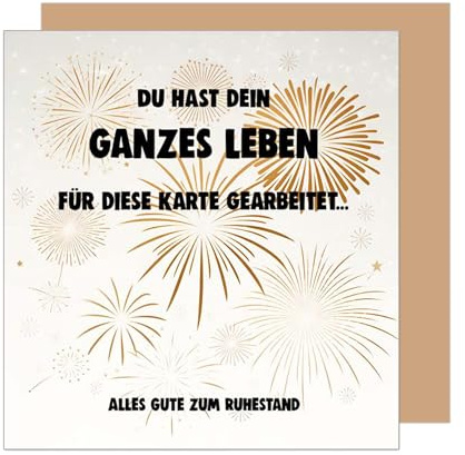 Edition Seidel Premium quadratische Glückwunschkarte zum Ruhestand mit Umschlag. Grußkarte Karte Frau Mann Kollegin Kollege Pension Abschied Rente Ruhestand Feuerwerk Party (RQ103 SW025)