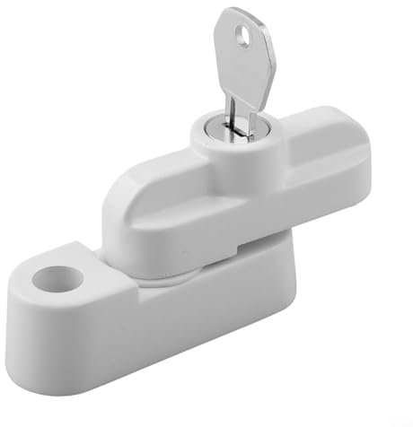 Blocco di sicurezza per porte e finestre, in lega di alluminio, con chiavi, dispositivo antifurto per la sicurezza domestica (bianco)