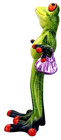 CORHAD Frosch Figur Statue mit Handtasche Harz Kreatives Tierhandwerk Gartenfigur Dekofigur Teichdeko Frösche für Außen Balkon Wohnzimmer Schlafzimmer Büro Tischdeko Grün