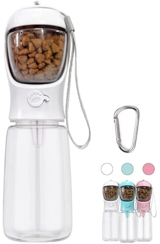 550ml Bottiglia per Cani Portatile, Dispenser per Acqua Pet Antibatterico per Alimenti Prova a Prova di Cane Cani da Viaggio Drink Ciotola per biberon, Pet per Bere all'aperto Tazza+cibo per cani