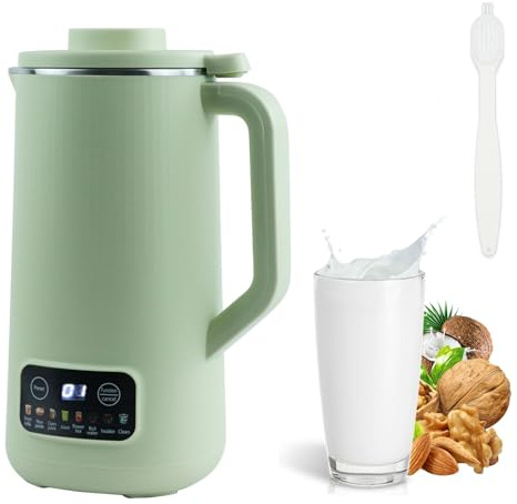 Tefola Automatisk nötmjölkningsmaskin, 6-i-1 mjölkcentrifug för havregryn, sojamjölk, mandelmjölk och vegetabilisk mjölk, 600 ml kall dryck, med varmhållningsfunktion och timer