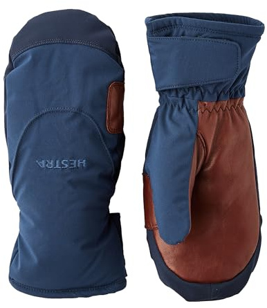 Hestra Unisex CZone Mellow Mitt, Waterproof & Windproof Insulated Leather Mitten, Alpine Skiing & Snowboarding, Men & Women - Navy - 9