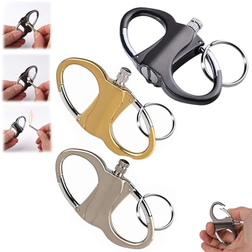 Permanent Match Infinity Lighter with Keychain, 2025 New Keychain Lighter, Metal Keychain Unlimited Waterproof Matches, Portable Emergency Fire Starter Striker Set for Outdoor Camping (3 Colors-3PCS)
