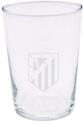 CYPBRANDS Atlético de Madrid, Vaso de Sidra, Vidrio, Resistente, y Apto para Lavavajillas y Microondas, Capacidad 500 ML, Producto Oficial
