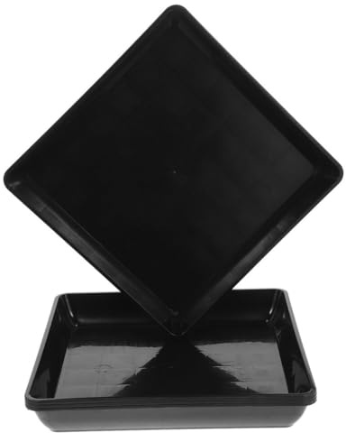 POPETPOP Lot De 4 Soucoupes en Plastique pour Plantes D’intérieur Et Extérieur, Carrées Noires 30 Cm, Plateaux De Récupération D’Eau Résistants Et Solide pour Pots De Fleurs Jardinage
