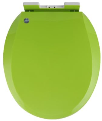 Siège de Toilette Rond en polypropylène à Fermeture Douce avec Couvercle et siège à dégagement Rapide, Silencieux et à Fermeture Lente, Facile à Installer et à Nettoyer (Vert 36 x