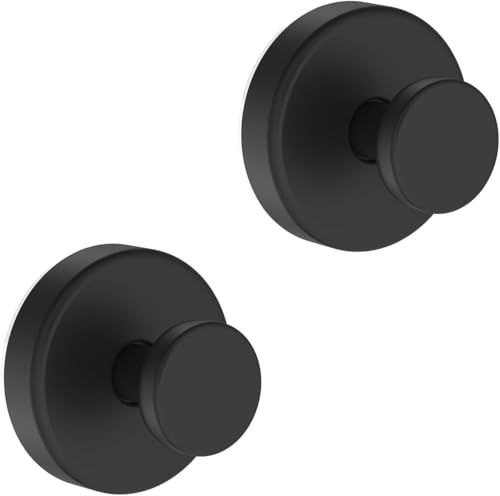 ASENTER 2 Pack Black Stainless Steel Suction Cup Hooks for Door Wreaths, Vacuum Suction Wreath Hanger for Front Door Window Glass, Bath Robe Looafh Shower Hooks for Inside Shower