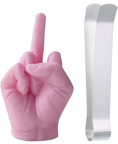 1 Piece of Aromatherapy Middle Finger Candle and 1 Candle Extinguisher, Creative Gesture Shape, Soy Wax Material, Fun Personality Decoration, Decoration.