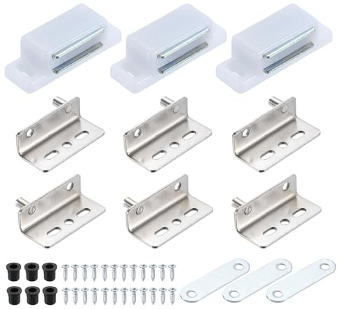 QUARKZMAN 3Set Cerniera Snodo, 40 x 26 mm Cerniere Pesanti Perno Nascosto Con Fermo Magnetica E Bussola Per Mobili Armadi Legno, Argento