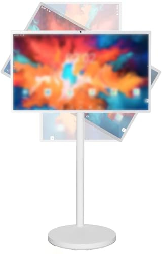 Wangyingxu 24/27/32 Pulgadas Touchscreen Portable TV, 1080p/4k Portable Smart Monitor, Rotatable Touch Screen Mobile Smart TV Floor Standing Mobile Portable TV 24IN-4+64GB(1080P)