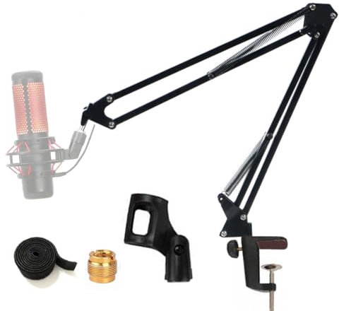 Tencro Professionnel Microphone Suspension Boom Scissor Bras Stand Réglable Studio Bureau Micro Clip Titulaire pour Yeti Bleu, Snowball et Autres Microphones