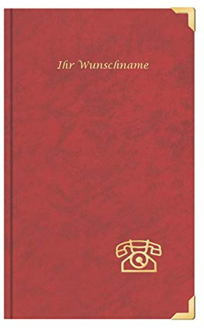 Telefonbuch mit Gravur / Adressbuch ca. DIN A5 mit Messingecken / Farbe: rot