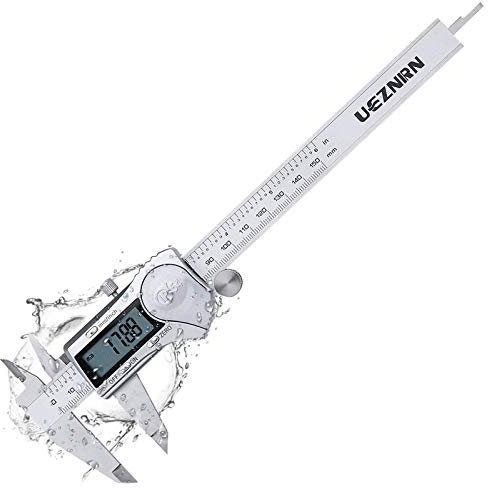 UEZNIRN Digitaler Messschieber 150mm / 6 Zoll Hochpräzise Edelstahl Schieblehre IPX54 Wasserdichte Meßschieber mit LCD Display für Haushalt und Industrie Messung