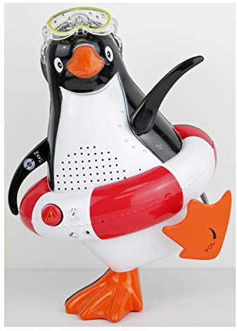 Steepletone Penguin Radio PSR5 BT. FM Radio, Waterproof Bluetooth Speaker, Push Button Siren. Novelty Penguin Shower Radio (Red)