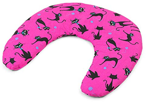 Bio-Dinkel Nackenhörnchen Katzen-pink 30x33 - Nackenkissen - Körnerkissen - Wärmekissen