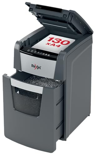 Rexel Optimum AutoFeed+ 130M Automatischer Aktenvernichter, 130 Blatt automatisch, Sicherheitsstufe P5, Mikroschnitt, für kleinere Büros, 44 Liter Abfallbehälter, 2020130MEU