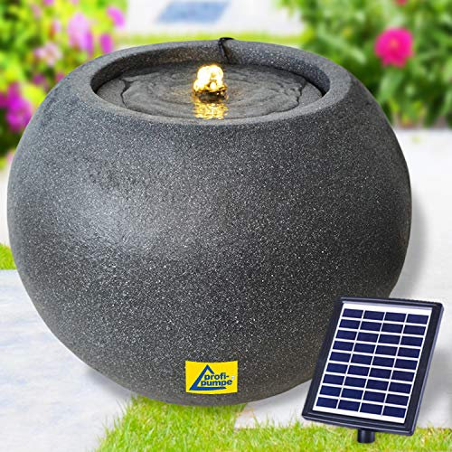 Solar Gartenbrunnen Brunnen Harmony mit LED-Licht, Solarbrunnen Zierbrunnen Wasserfall Gartenleuchte Teichpumpe für Terrasse, Balkon, mit Pumpen, mit Liion-Akku