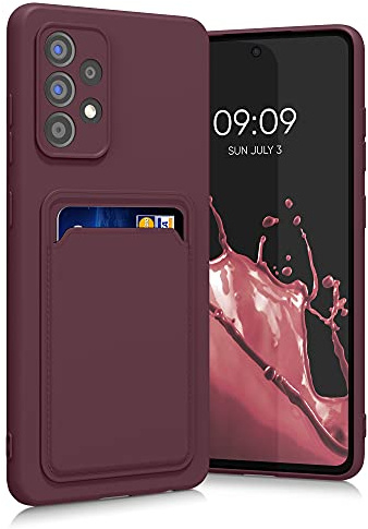 kwmobile Fodral kompatibelt med Samsung Galaxy A52 - Mjukt TPU-fodral med kreditkortshållare på baksidan - Brunröd
