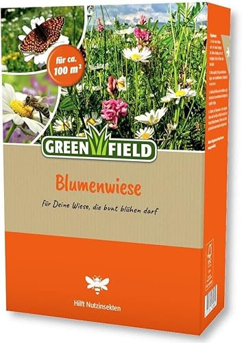 Greenfield Blumenwiese Farbenfroh lange Blühdauer Mehrjährig 1 KG Ausreichend für ca: 100,0 m²