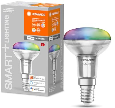 LEDVANCE E14 LED Lampe Wifi, R50 Spotlampe, Leuchtmittel mit 3,3 W (210Lumen), dimmbar, RGBW Lichtfarbe (2700-6500K), kompatibel mit Alexa, google oder App, Lampen im 1er-Pack