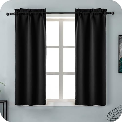 GIRASOLE HOME Coppia Tende Nere Oscuranti Termiche Morbide Tinta Unita Tenda Isolante per Soggiorno Camera e Interni 2 Pannelli con Tasca 70x145cm