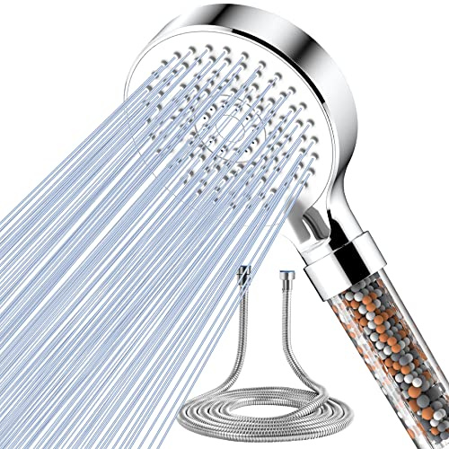 Magichome Hard Water Filter Shower Head and 2M Hose, 5 Modes | Universal Hard Water Softener Showerhead, Extra Replaceable Filters Included, DIY Fit for Bathrooms