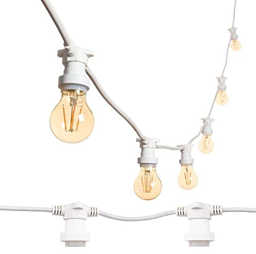 Mulin MU Guirnaldas Luces Exterior 5 Metros 10 Portalámparas Para Led E27 Blanco Cable Impermeable Extensible Hasta 1000W IP54 Exterior Jardín Boda [Clase de eficiencia energética: A]