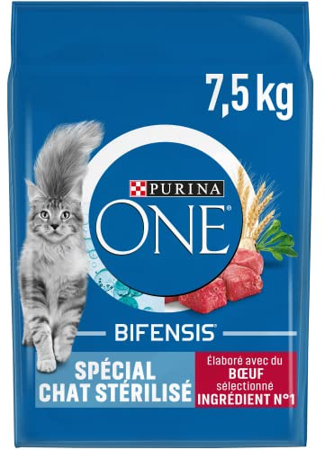 PURINA ONE | BIFENSIS | Spécial Chat Adulte Stérilisé | Renforce le système immunitaire, améliore l'équilibre du microbiome et aide à maintenir un système urinaire sain | Boeuf | Sac | 7,5 Kg
