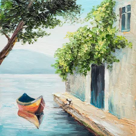 adrium Acryl-Bild 100 x 100 cm: Ölgemälde, Gondel in Venedig, schöner Sommertag in Italien, abstrakte Zeichnung(56549562)