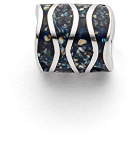 DUR Anhänger Welle für Halskette aus 925 Sterling Silber mit Mosaik-Seeopal veredelt, Schwarz, P4258