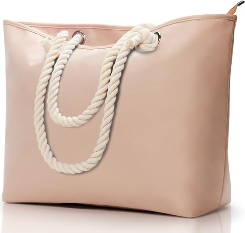 KALIDI Große Strandtasche mit Reißverschluss Wasserdicht Badetasche Strandtasche XXL Familie Beach Tote Bag mit Reißverschluss Große Shopper Damen Sporttasche Schultertasche, Khaki