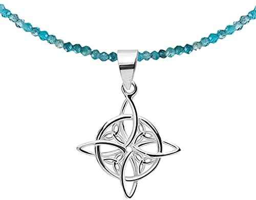 ENTREPLATA Collana in pietra naturale con ciondolo in argento 925 per donna Amuleto di magia bianca celtica protezione contro incantesimi gioiello di Wicca nodo della strega turchese