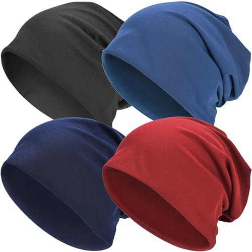 EINSKEY Slouch Beanie Mütze: Weich Dünne Baumwollmütze Damen Herren, Atmungsaktiv Jersey, Elastisch Longbeanie Alle Jahreszeiten, Ideal Chemo/Laufmütze​