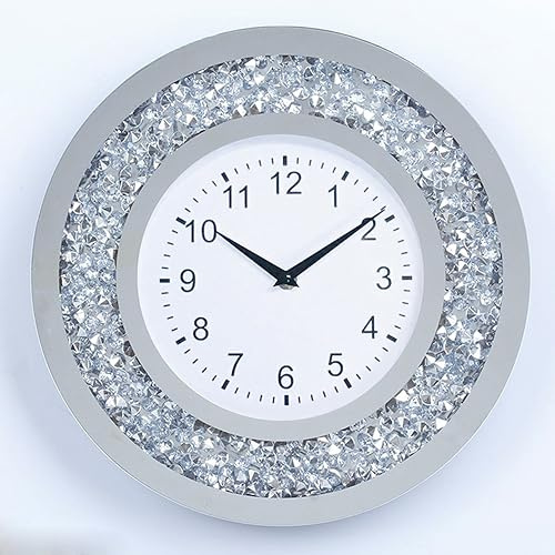 Wanduhr Wohnzimmer Dekor Crushed Diamond Spiegel Badezimmer Uhren Wand Kristall Dekorationen für Zuhause