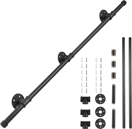 Main Courante pour Escalier, Couleeur Rampe Escalier Intérieur Exterieur Galvanisation Industrielle Antidérapante Poignée Rambarde de Sécurité Support Banister Pour Sécurité Balcon Couloir (2.5M)