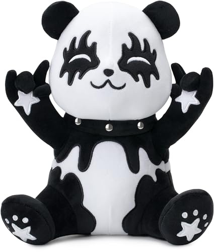 corimori Kuscheltier 25cm, Tin der Metal-Panda | Plüschtier, Panda-Kuscheltier für Fans von Kiss, schwarz weiß