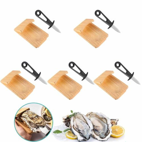 Austernmesser-Schüttelklemme, 1/2/3/5 Set, Austernmesser-Shucker-Set, Austern-Schlucking-Klemme, Meeresfrüchte-Werkzeuge, Handschutz, Meeresfrüchte-Holz-Shucking-Klemme, Holz-Austern-Halter