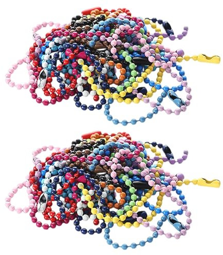 200 Pieces of Colorful Wave Bead Chains, Buckle Ball Chains, Handmade Pendant Bead Chains, Jewelry Chains, Clothing Tag Chains, Key Hanging Chains, Suitable for DIY Handicrafts