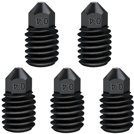 5 gehärtete Stahldüsen 0,4mm für Bambu Lab X1, X1C, P1P, P1S, A1 | Verschleißfeste Extruder-Stahldüsen 0,4mm als Hotend-Ersatz, kompatibel mit Bambulab X1, X1C, X1E, P1P, P1S, A1