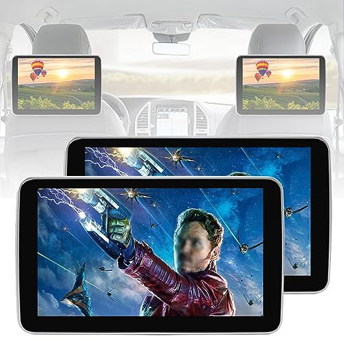 10.1 Inch (Resolution 1024 * 600) WiFi - 4K - Android 9.0 Multifunction Car TV Headrest Monitor - 2+32G, Bluetooth/HDMI in+Out/FM/Mirror Link - Video Player,2Pcs
