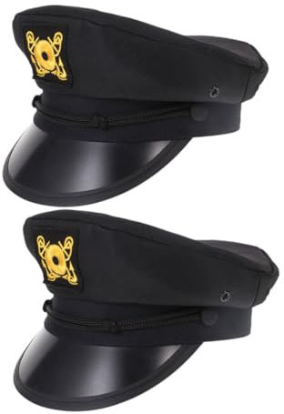 TOYANDONA 2pcs Authentic Nautical Captain Hat Straw Bucket Hat Women Men Sailing Accessories Party Supplies