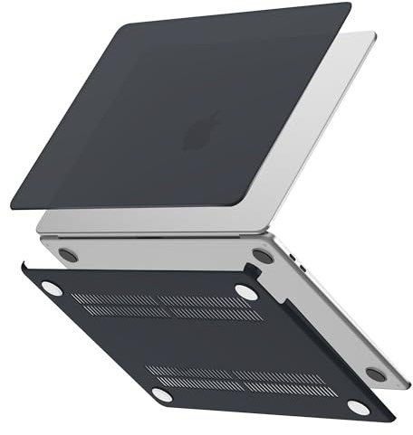 GPXIIZ Hülle für MacBook Air 13 Zoll M1 2021 2020 2019 2018, Schwarz | Leicht und Robust, Ultradünne Hartschale Schutzhülle Snap Case für Mac Book Air 13,3, Modell A2337 A2179 A1932