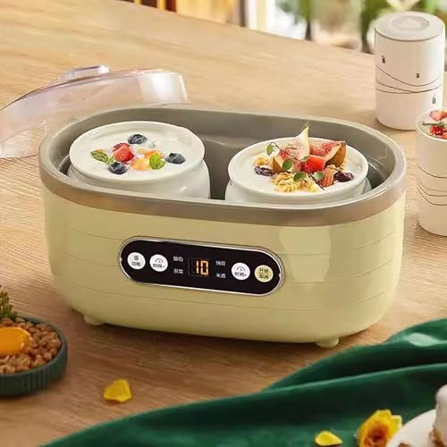 DRFGHK Yogurtera pequeña Multifuncional para Hacer Yogur con 2 Tazas Grandes y 6 pequeñas, Tiempo Ajustable, Calentamiento a Temperatura Constante, Adecuada para Yogur, Yogur Griego, Queso, natto
