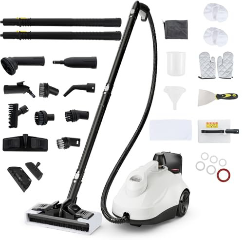 GOPLUS Nettoyeur Vapeur 2000W, Pression 5 Bars, 17 Accessoires & Réservoir d'Eau 1,8 L, Nettoyeur Vapeur Haute Pression avec Température 160 ℃ pour Cuisine, Voiture, Salon (Blanc)