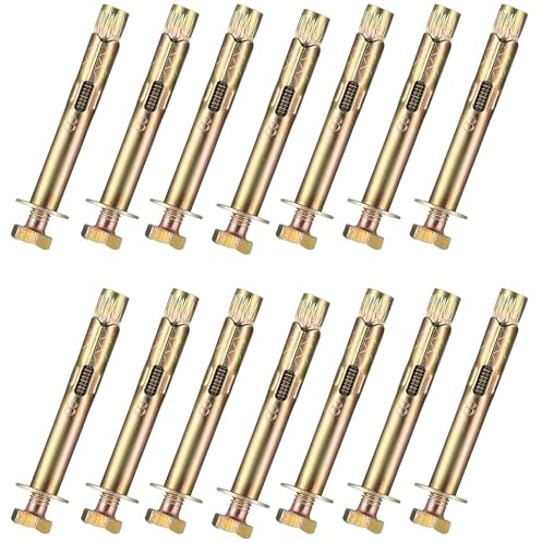 JXPXJIM Lot de 14 boulons d'ancrage à expansion en acier au carbone galvanisé pour mur, sol en ciment et plafond suspendu (M6 x 80)